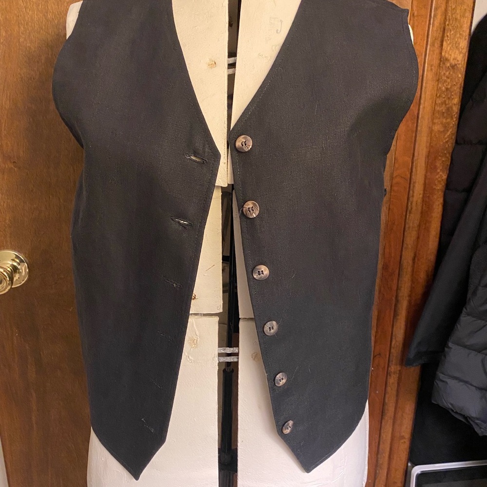 Black linen vest